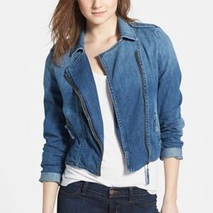 Lucky Brand Denim Moto Jacket, Size Medium